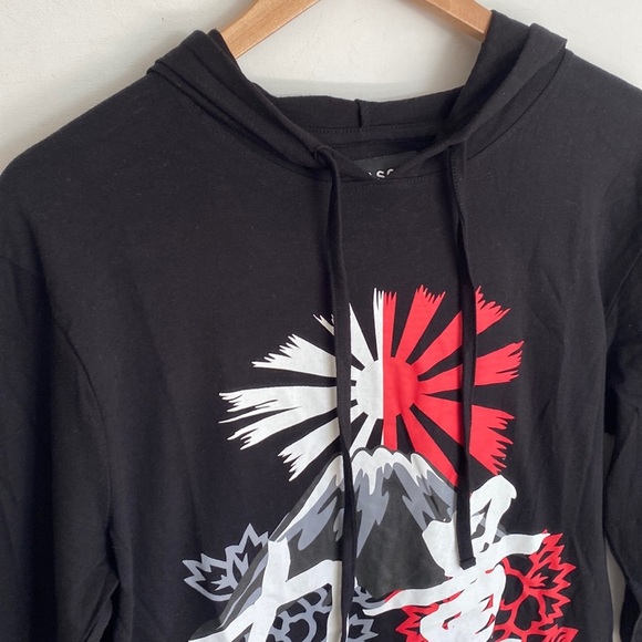 Reason Black Long-sleeve hooded Graphic Tee, Size M, NWOT - Picture 2 of 6